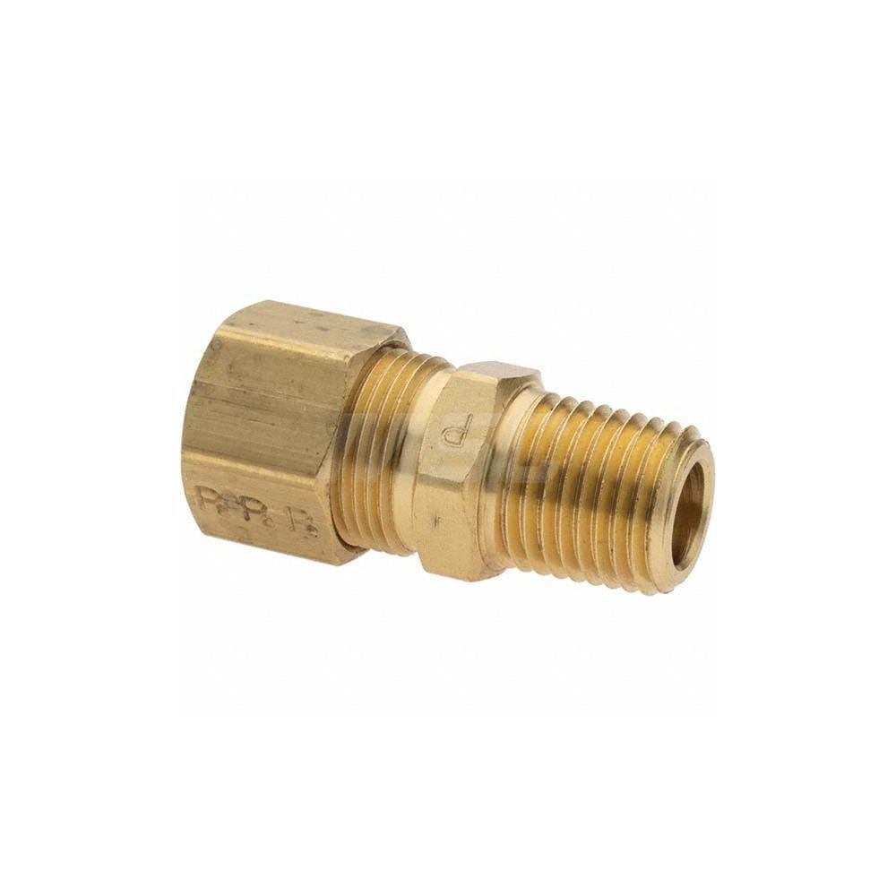 Parker Compression Tube Connector: 1/4-18, 7/16" Tube OD, Compression x MNPT - -11059-A