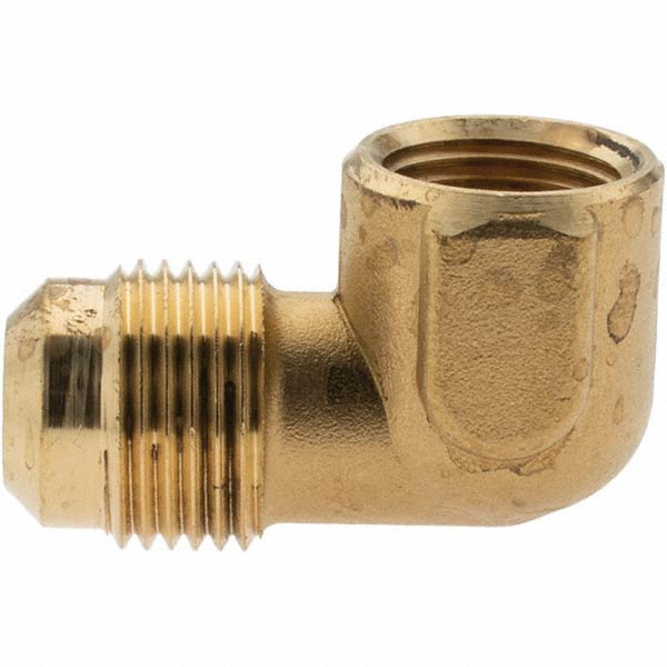 Parker Brass Flared Tube Connector: 1/4 x 3/8" OD, 7/16-20 Thread, 45 deg Flared Angle - 661FHD-4-6