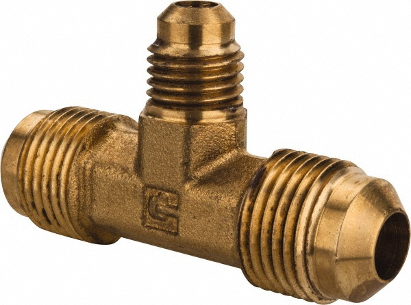 Parker Brass Flared Tube Connector: 1/4 x 3/8" OD, 7/16-20 Thread, 45 deg Flared Angle - 661FHD-4-6