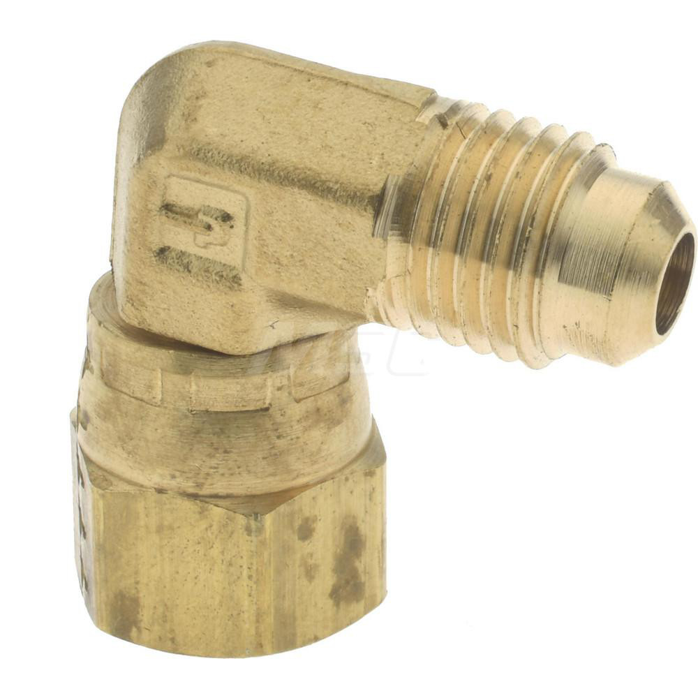 Parker Brass Flared Tube Connector: 1/4 x 3/8" OD, 7/16-20 Thread, 45 deg Flared Angle - 661FHD-4-6