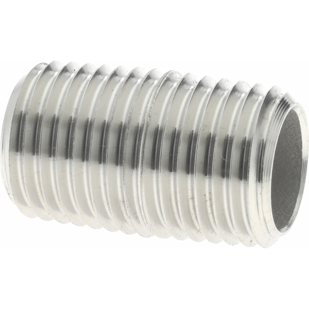 Merit Brass Stainless Steel Pipe Nipple: 1/4" Pipe, Grade 304 & 304L - 4504-400