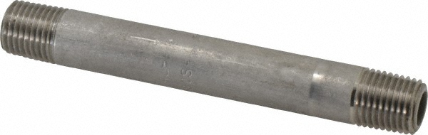 Merit Brass Stainless Steel Pipe Nipple: 1/4" Pipe, Grade 304 & 304L - 4504-400
