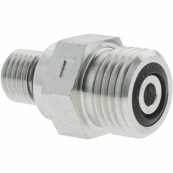 Parker Compression Tube Straight Thread Connector: 1-3/16-12, 3/4" Tube OD, ORFS x SAE-ORB - KP80070