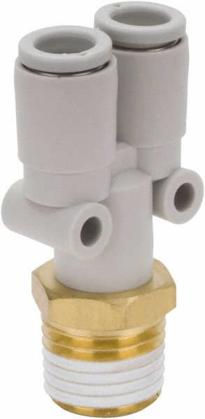 SMC PNEUMATICS Push-to-Connect Push-to-Connect Fitting: Y Connector, BSPT, 8.00 mm OD - KQ2U08-01AS
