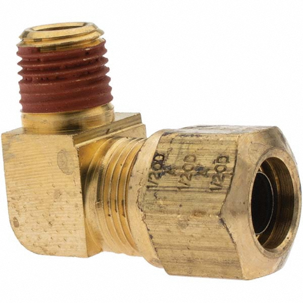 Parker Compression Tube Male Elbow: 1/4-18, 1/4" Tube OD, Compression x MNPTF - 169CA-4-4