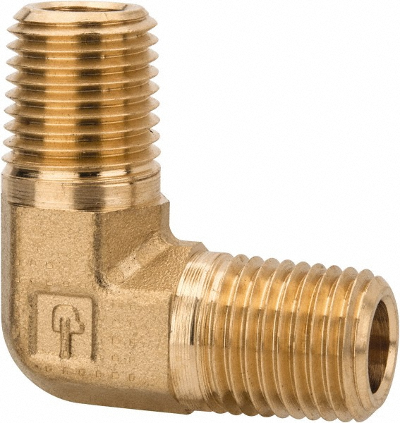 Parker Compression Tube Male Elbow: 1/4-18, 1/4" Tube OD, Compression x MNPTF - 169CA-4-4