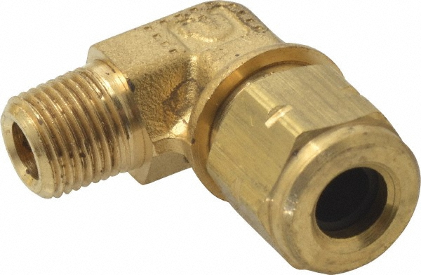 Parker Compression Tube Male Elbow: 1/4-18, 1/4" Tube OD, Compression x MNPTF - 169CA-4-4