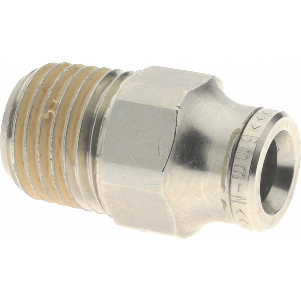Norgren Push-to-Connect Tube x Metric Thread Fitting: Straight Adapter, M5x0.8 Thread, 6.00 mm OD - 102250605