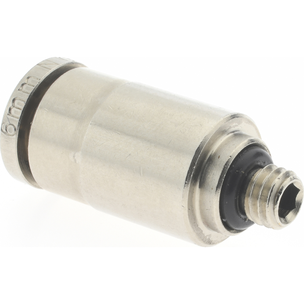 Norgren Push-to-Connect Tube x Metric Thread Fitting: Straight Adapter, M5x0.8 Thread, 6.00 mm OD - 102250605