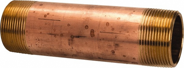 Merit Brass Brass Pipe Nipple: Threaded on Both Ends, 6" OAL, 1-1/2" NPT - 2124-600