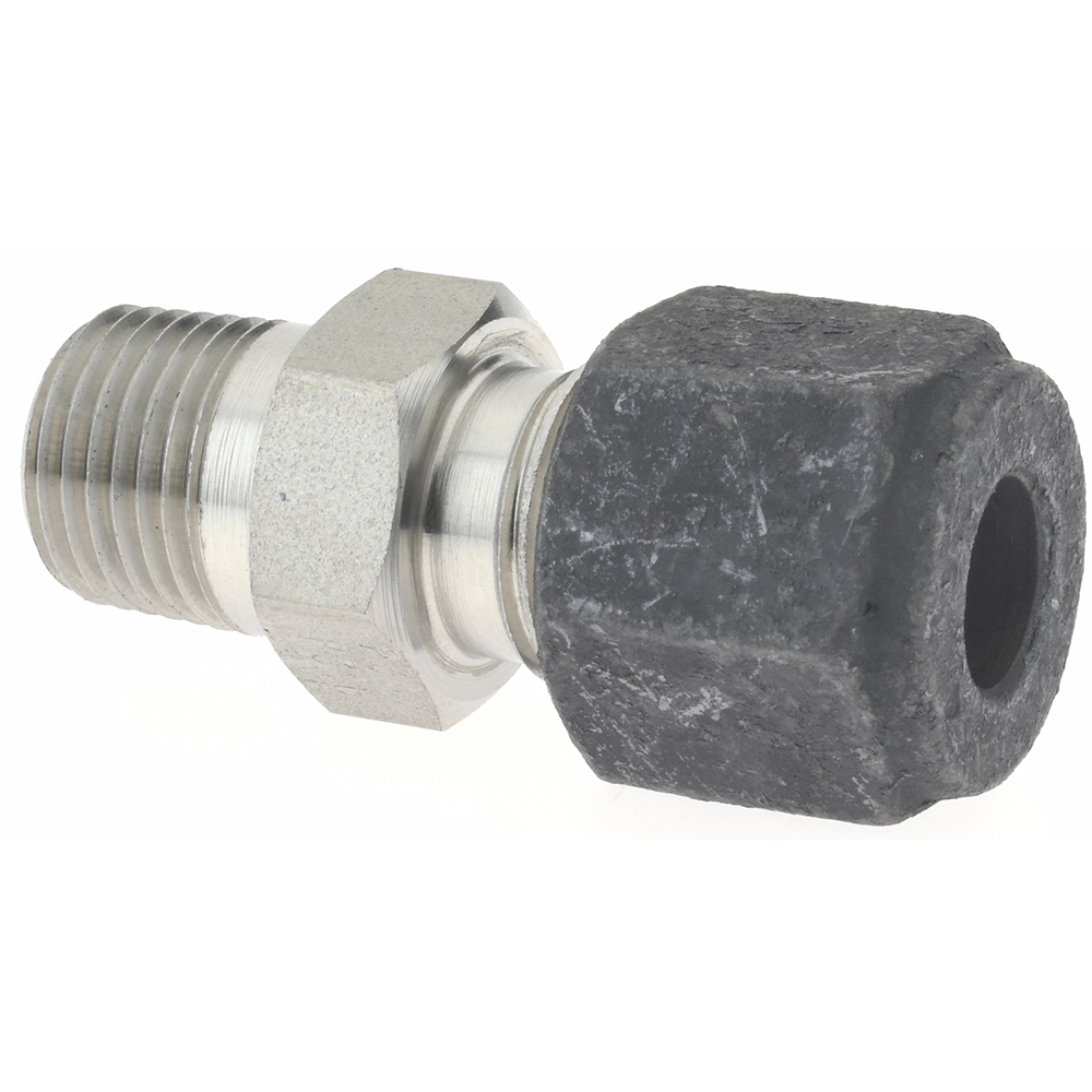 Parker Compression Tube Connector: 1/4" Tube OD, Compression x MNPT - 4-2 FBZ-SS