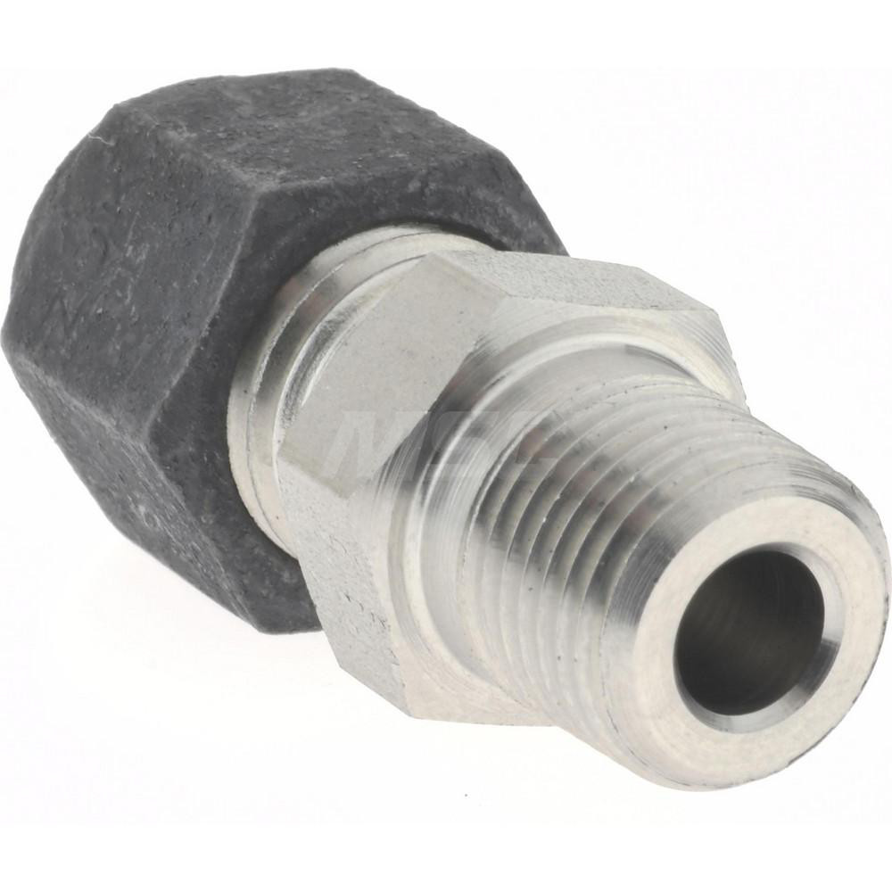 Parker Compression Tube Connector: 1/4" Tube OD, Compression x MNPT - 4-2 FBZ-SS