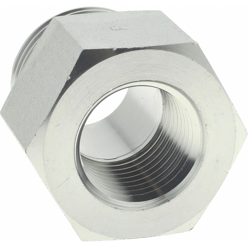 Parker Industrial Pipe Adapter: 1/2" Female Thread, 1-1/16-12 Male Thread, Male Straight Thread O-Ring x Female NPTF - 12-1/2 F5OG-S