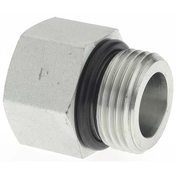 Parker Industrial Pipe Adapter: 1/2" Female Thread, 1-1/16-12 Male Thread, Male Straight Thread O-Ring x Female NPTF - 12-1/2 F5OG-S
