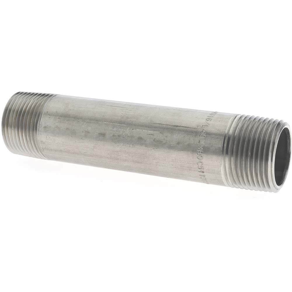 Merit Brass Stainless Steel Pipe Nipple: 1" Pipe, Grade 316 & 316L - 6016-550