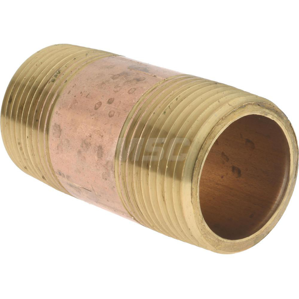 Merit Brass Brass Pipe Nipple: Threaded on Both Ends, 2-1/2" OAL, 1" NPT - 2116-250