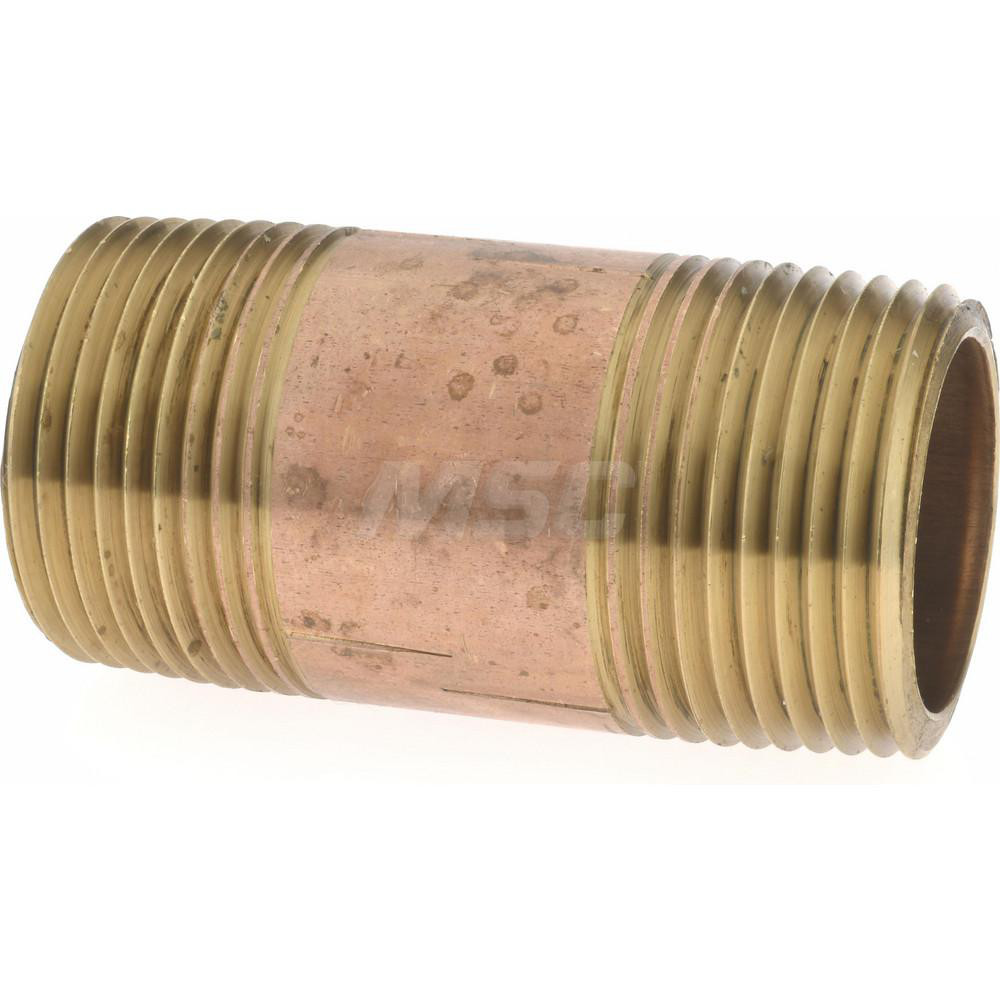 Merit Brass Brass Pipe Nipple: Threaded on Both Ends, 2-1/2" OAL, 1" NPT - 2116-250