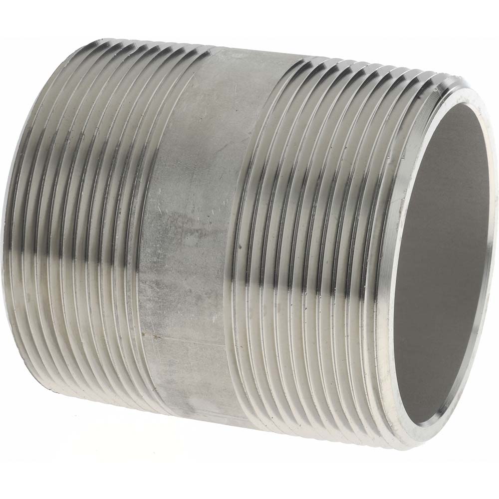 Merit Brass Stainless Steel Pipe Nipple: 2" Pipe, Grade 304 & 304L - 4532-001