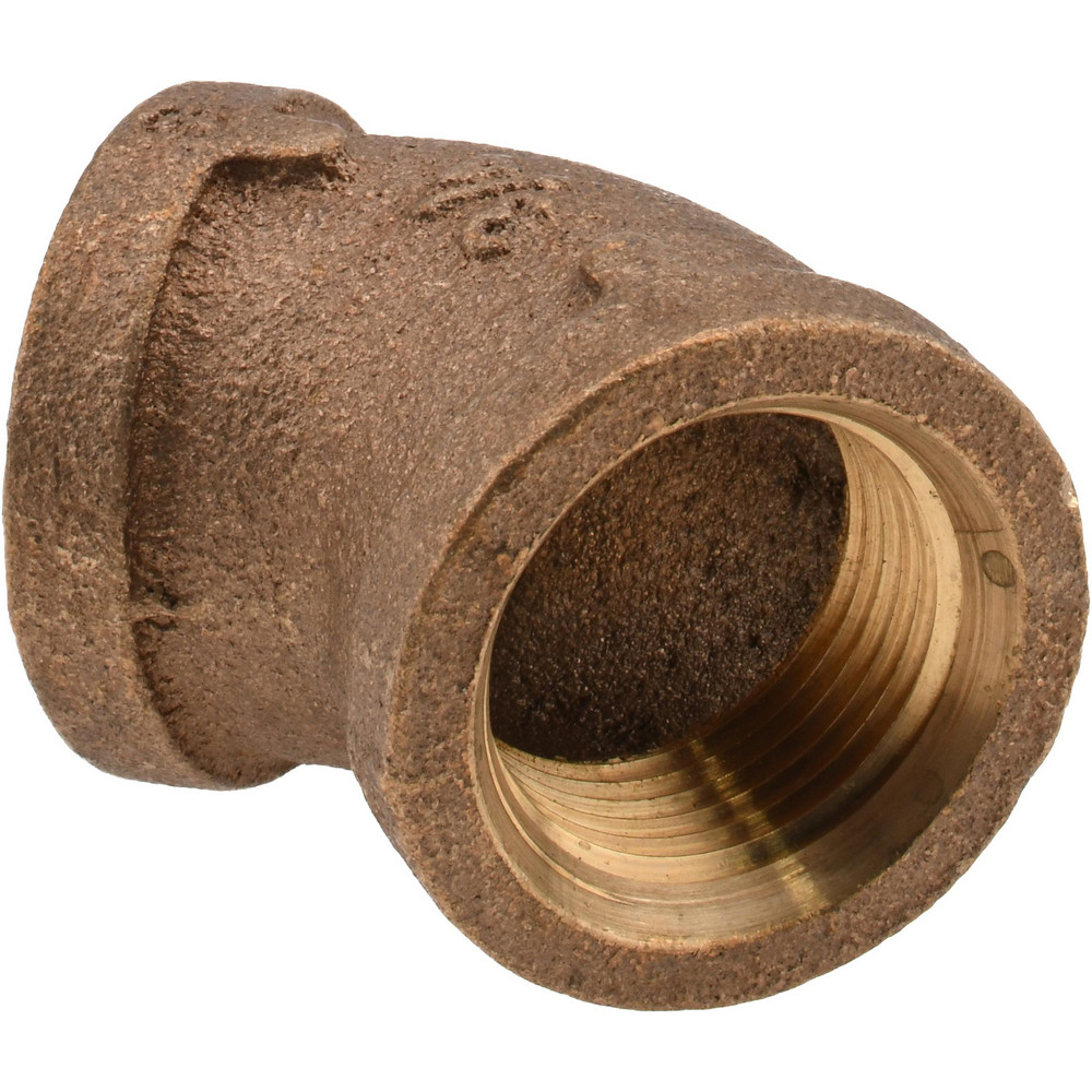 Merit Brass Brass Pipe 45 ° Elbow: 1/8" Fitting, Threaded, FNPT x FNPT, Class 125 - X102-02