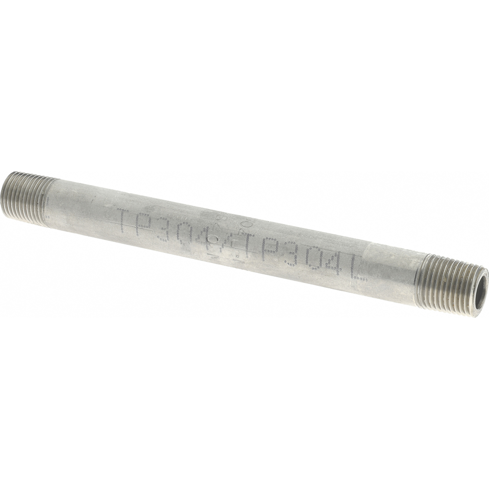 Merit Brass Stainless Steel Pipe Nipple: 1/8" Pipe, Grade 304 & 304L - 4002-300