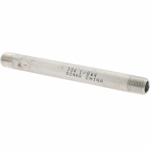 Merit Brass Stainless Steel Pipe Nipple: 1/8" Pipe, Grade 304 & 304L - 4002-300