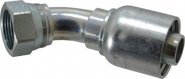 Parker Hydraulic Hose Short Drop Female JIC Swivel 45 ° Elbow: 0.25" ID, 4 mm, 9/16-18 - KP46866