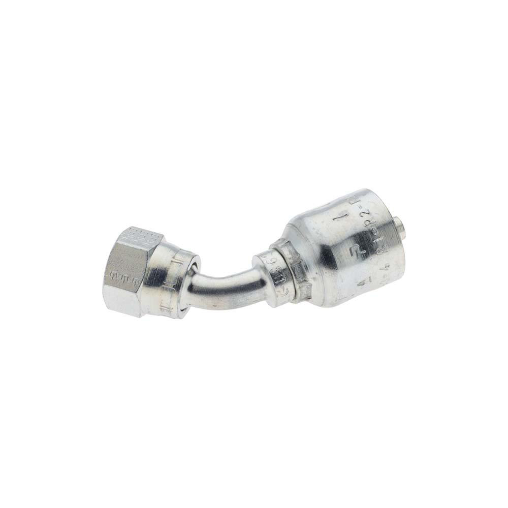 Parker Hydraulic Hose Short Drop Female JIC Swivel 45 ° Elbow: 0.25" ID, 4 mm, 9/16-18 - KP46866