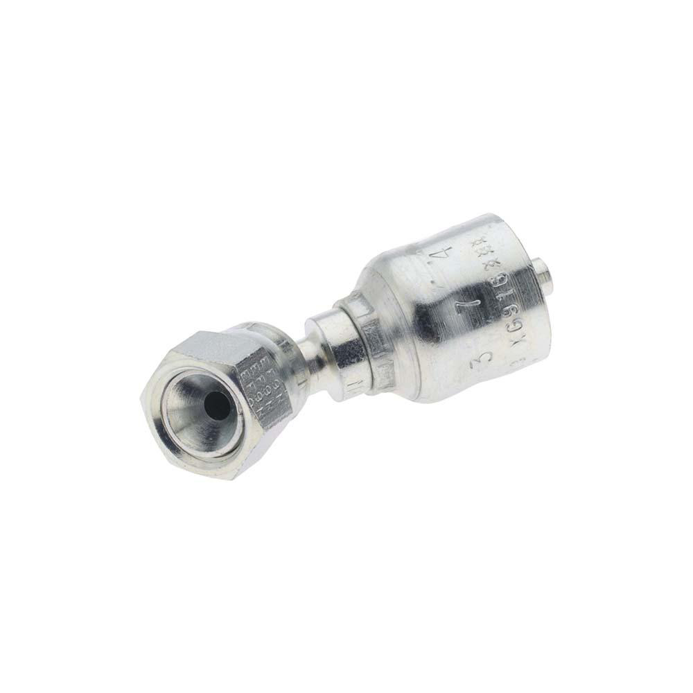 Parker Hydraulic Hose Short Drop Female JIC Swivel 45 ° Elbow: 0.25" ID, 4 mm, 9/16-18 - KP46866
