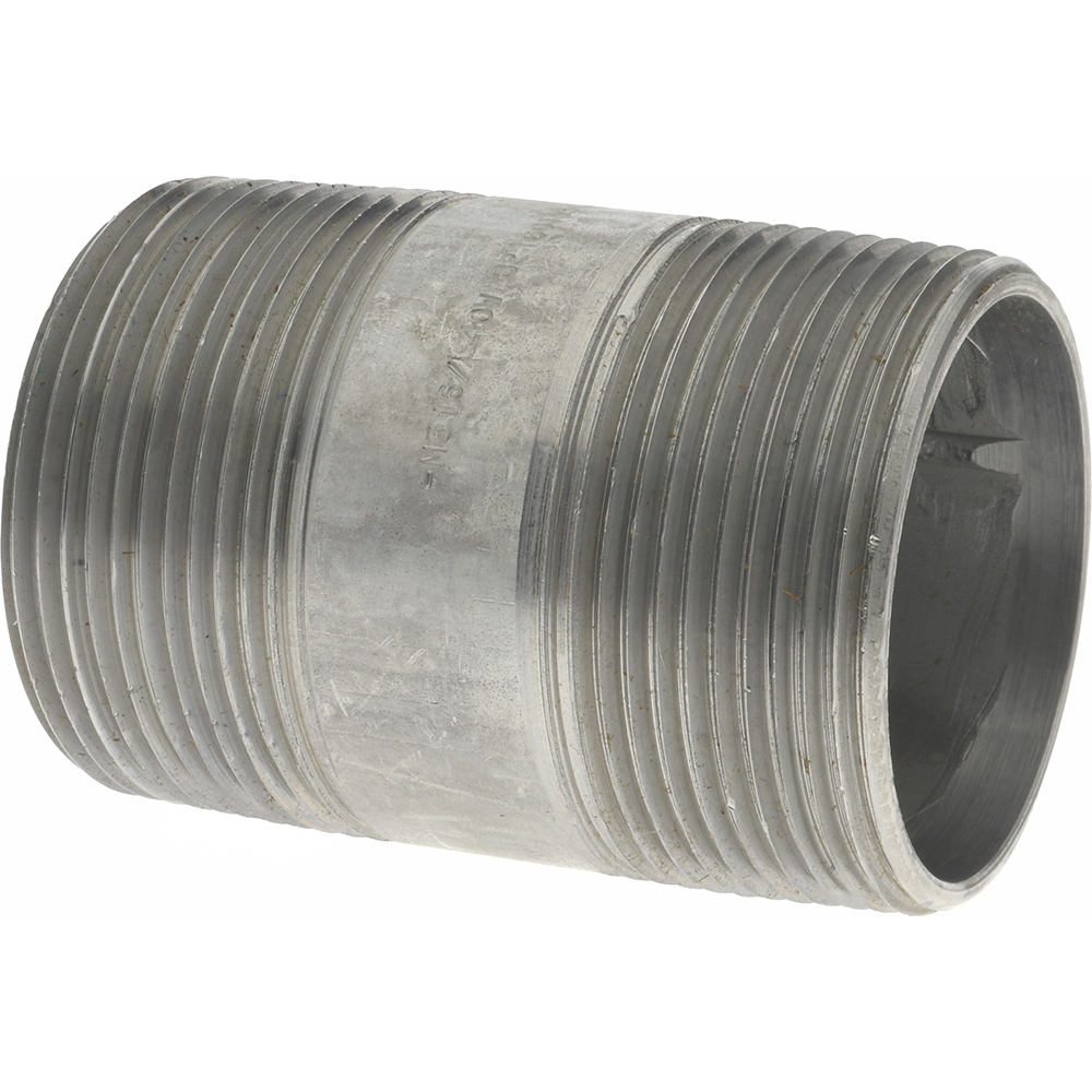 Merit Brass Stainless Steel Pipe Nipple: 2-1/2" Pipe, Grade 316 & 316L - 6040-001