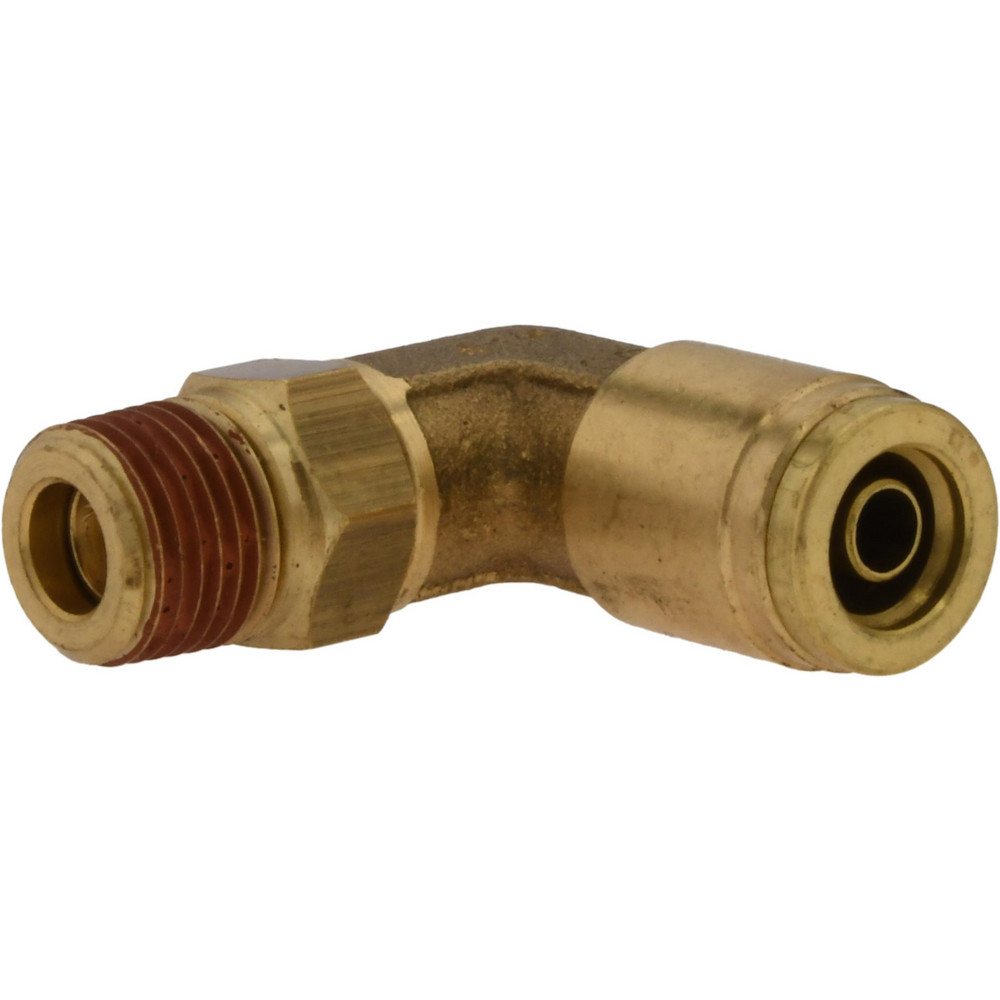 PRO-SOURCE Push-to-Connect Push-to-Connect x MNPT Fitting: 90 deg Swivel Elbow, NPT, 1/4" OD - PC69-DOTS-42