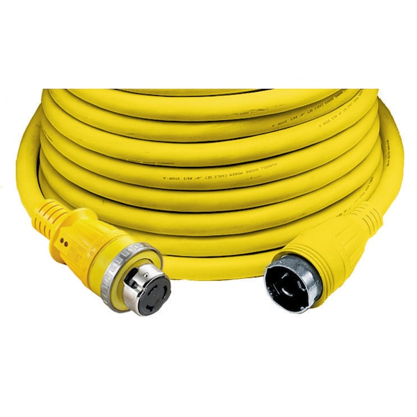 Hubbell Wiring Device-Kellems Locking Devices, Twist-Lock®, Marine Grade, Ship to Shore Cableset, 50A 125V, 2-Pole 3-Wire Grounding, Non-NEMA, Yellow, LED Indicators - HBL61CM43LED