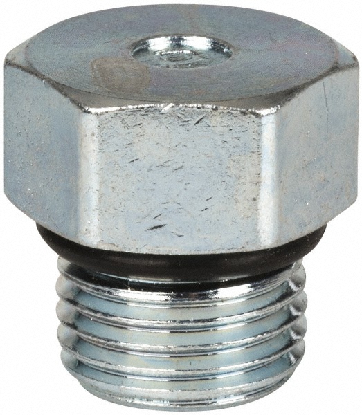 Parker Industrial Pipe Hex Plug: 1/2-20 Male Thread, Male Straight Thread O-Ring - -16295-3
