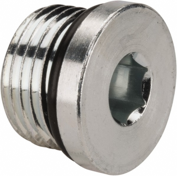 Parker Industrial Pipe Hex Plug: 1/2-20 Male Thread, Male Straight Thread O-Ring - -16295-3