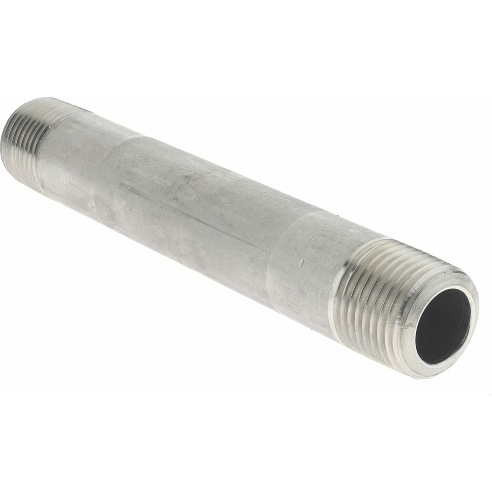 Merit Brass Stainless Steel Pipe Nipple: 1/2" Pipe, 5" OAL, Grade 316 & 316L - 6508-500