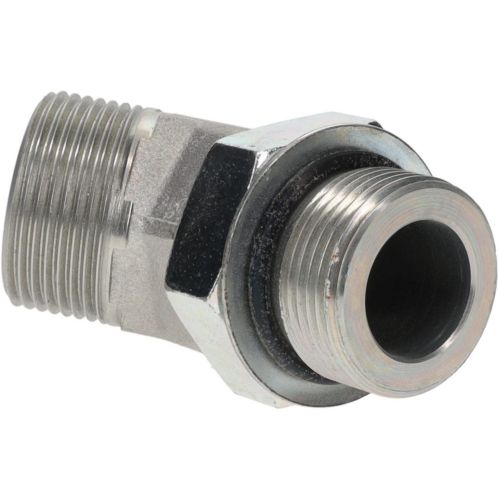 Parker Compression Tube 45 deg Male Elbow: 13/16-16, 1/2" Tube OD, ORFS x SAE-ORB - KP24533