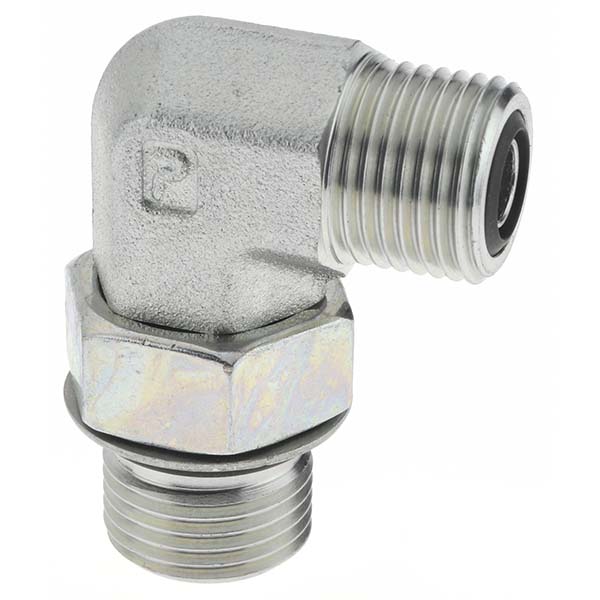 Parker Compression Tube 45 deg Male Elbow: 13/16-16, 1/2" Tube OD, ORFS x SAE-ORB - KP24533