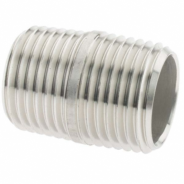 Value Collection Stainless Steel Pipe Nipple: 1/2" Pipe, Grade 316 & 316L - 6BN1/2*11/8