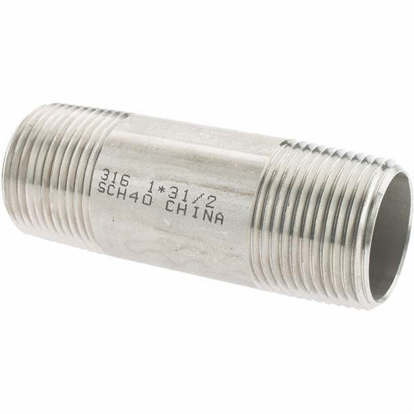 Value Collection Stainless Steel Pipe Nipple: 1" Pipe, Grade 316 & 316L - 6BN1*31/2