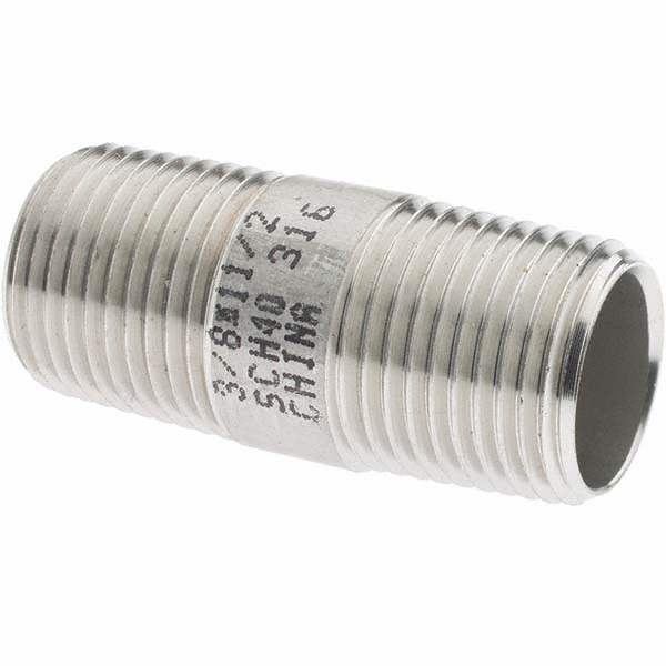 Value Collection Stainless Steel Pipe Nipple: 1" Pipe, Grade 316 & 316L - 6BN1*31/2
