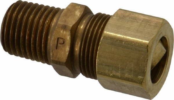 Parker Compression Tube Male Connector: 1/4-18, 7/16" Tube OD, Compression x MNPTF - 68C-7-4