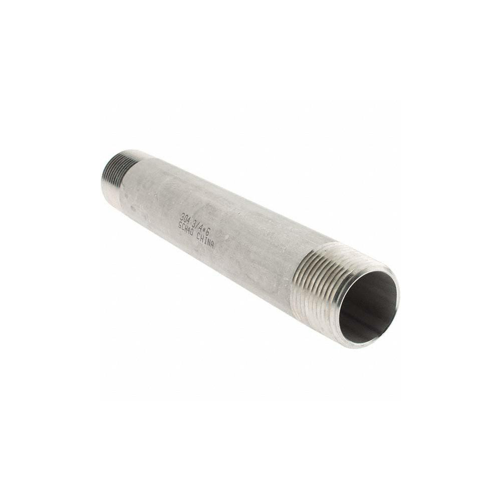 Value Collection Stainless Steel Pipe Nipple: 3/4" Pipe, Grade 304 & 304L - 4BN3/4*6