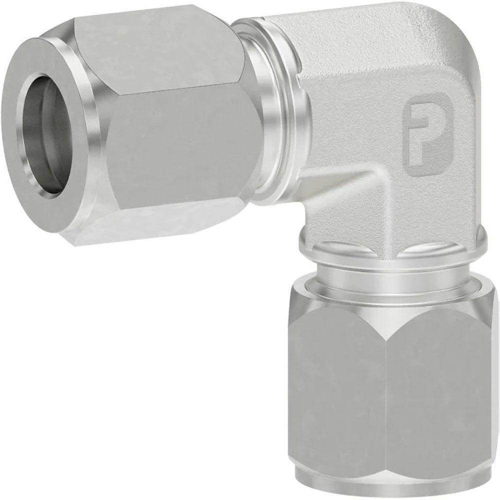 Parker Flareless Bite-Type Tube Male Elbow: 1/4" NPTF, 1/4" Tube OD, Steel - 4-4 CBU-S