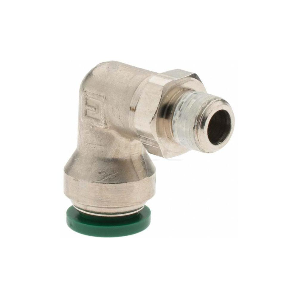Parker Push-to-Connect Tube x MNPT x Tube x Male Fitting: Swivel Elbow, NPTF, 3/8" OD - -12547-1