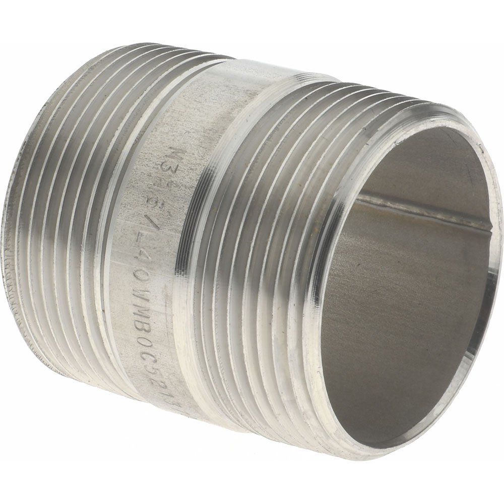 Merit Brass Stainless Steel Pipe Nipple: 1-1/2" Pipe, Grade 316 & 316L - 6024-200