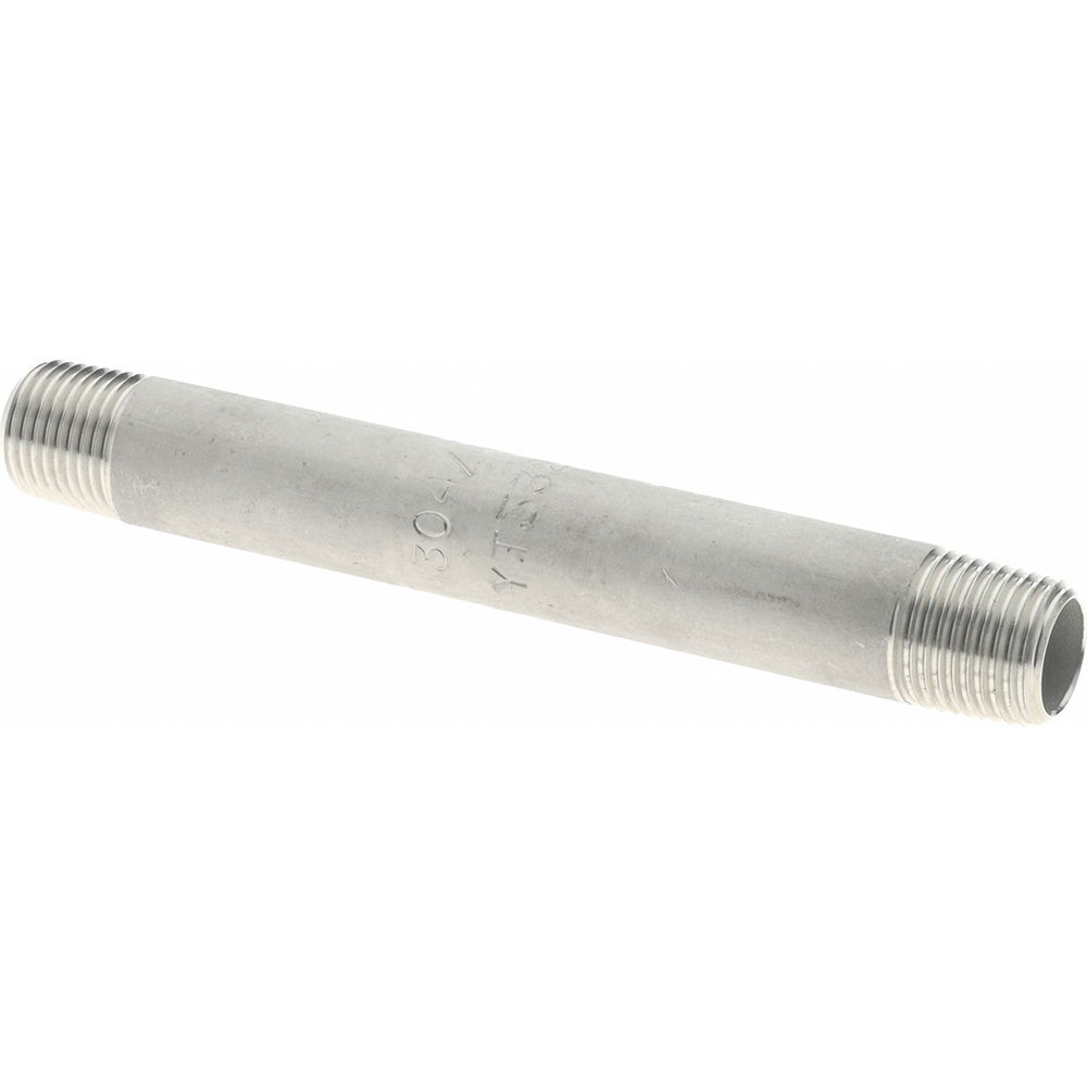 Merit Brass Stainless Steel Pipe Nipple: 1/8" Pipe, Grade 304 & 304L - 4002-550