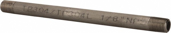 Merit Brass Stainless Steel Pipe Nipple: 1/8" Pipe, Grade 304 & 304L - 4002-550