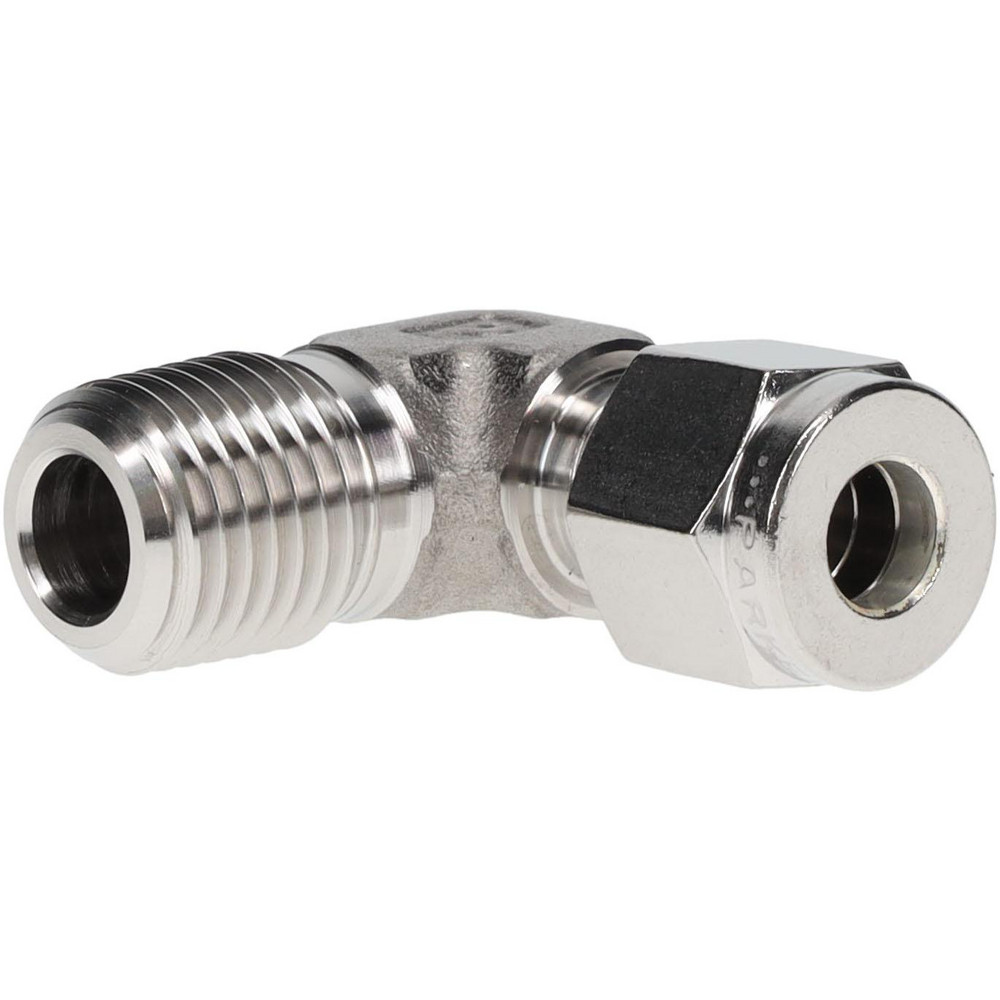 Value Collection Compression Tube Male Elbow: 7/16-24, 1/4" Tube OD, Compression x MNPT - 10774