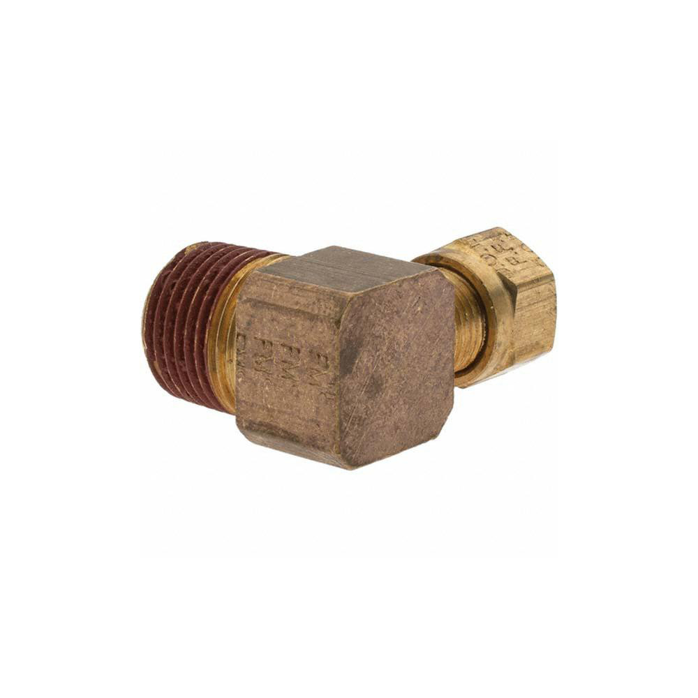 Value Collection Compression Tube Male Elbow: 7/16-24, 1/4" Tube OD, Compression x MNPT - 10774
