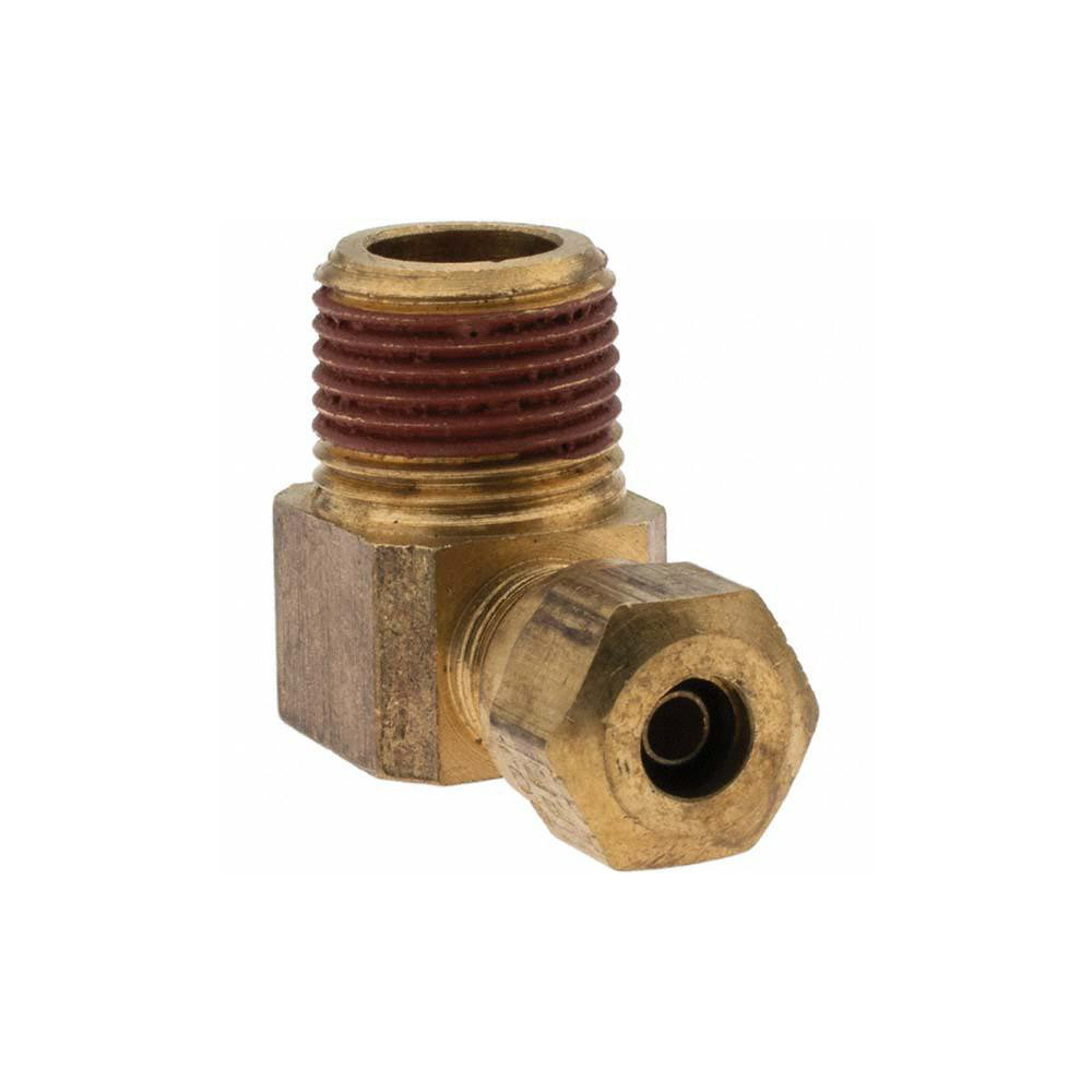 Value Collection Compression Tube Male Elbow: 7/16-24, 1/4" Tube OD, Compression x MNPT - 10774