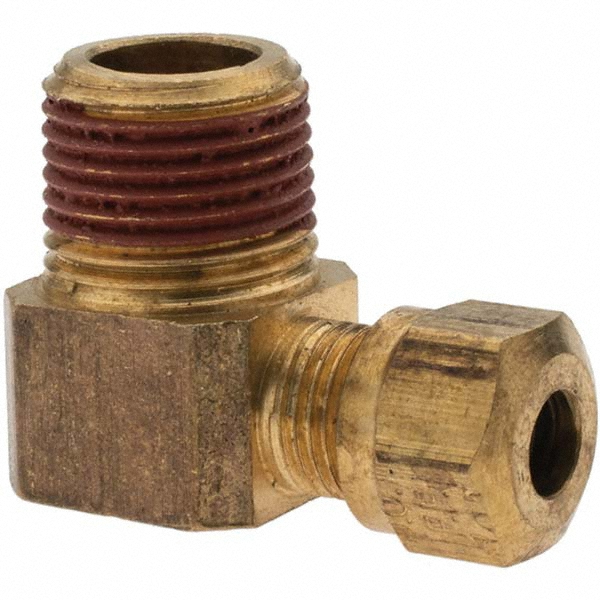 Value Collection Compression Tube Male Elbow: 7/16-24, 1/4" Tube OD, Compression x MNPT - 10774